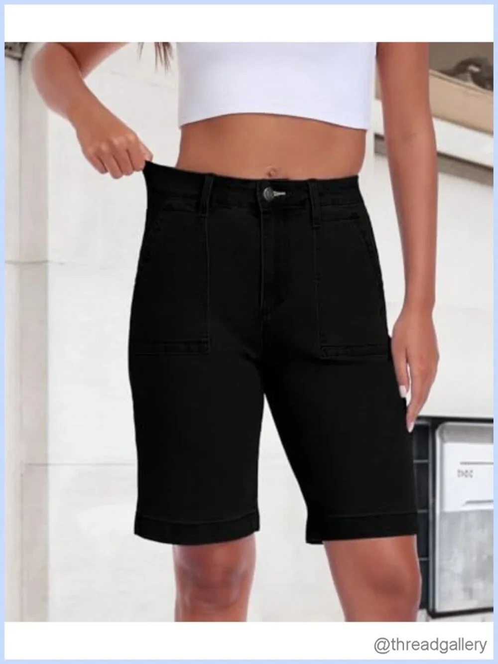 Bermuda Jean Shorts Plus Size High Stretch Denim Cotton Blend Tactical